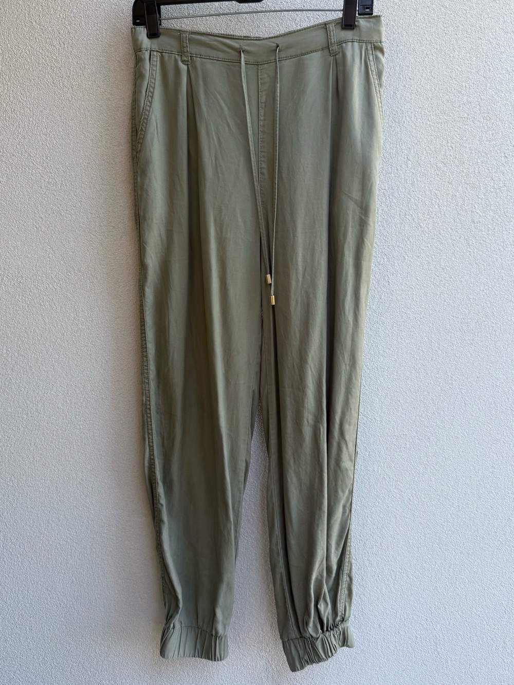 OAT New York Olive Green Tapered Jogger Pants Pockets Elastic Waist Size 8  29